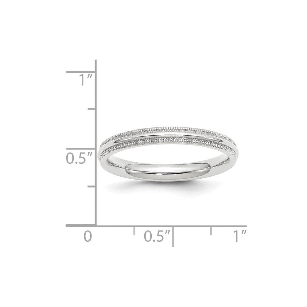 14k White Gold 3mm Milgrain Half Round Comfort Fit Wedding Band Size 7.5