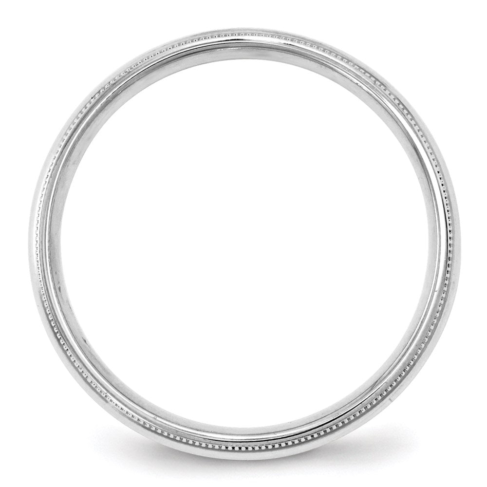 14k White Gold 4mm Milgrain Half Round Comfort Fit Wedding Band Size 10.5