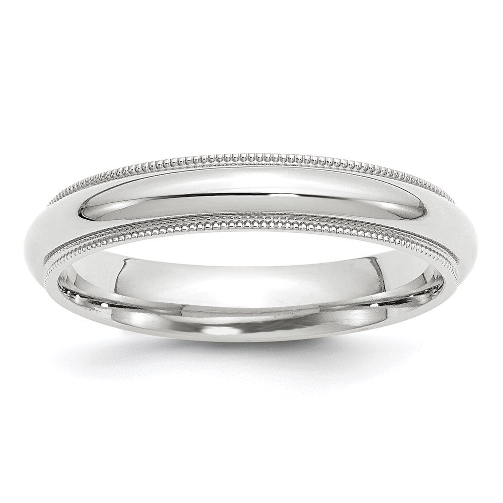 14k White Gold 4mm Milgrain Half Round Comfort Fit Wedding Band Size 10.5