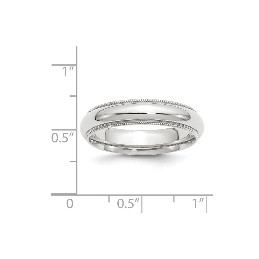 14k White Gold 5mm Milgrain Half Round Comfort Fit Wedding Band Size 9.5