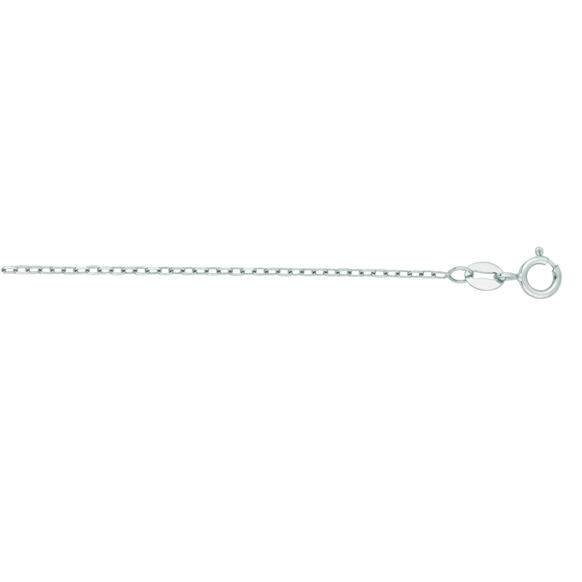 14K White Gold 1.2mm Open Cable 20" Chain with Spring Ring Clasp
