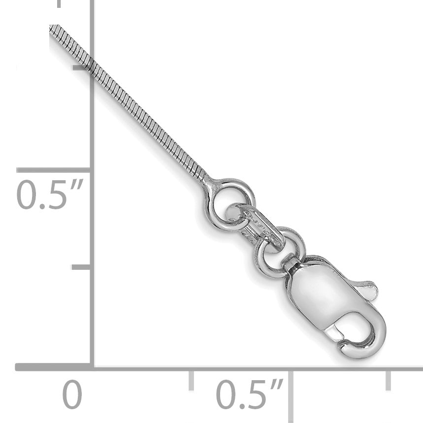 14K White Gold 9 Inch .6Mm Octagonal Snake With Lobster Clasp Anklet