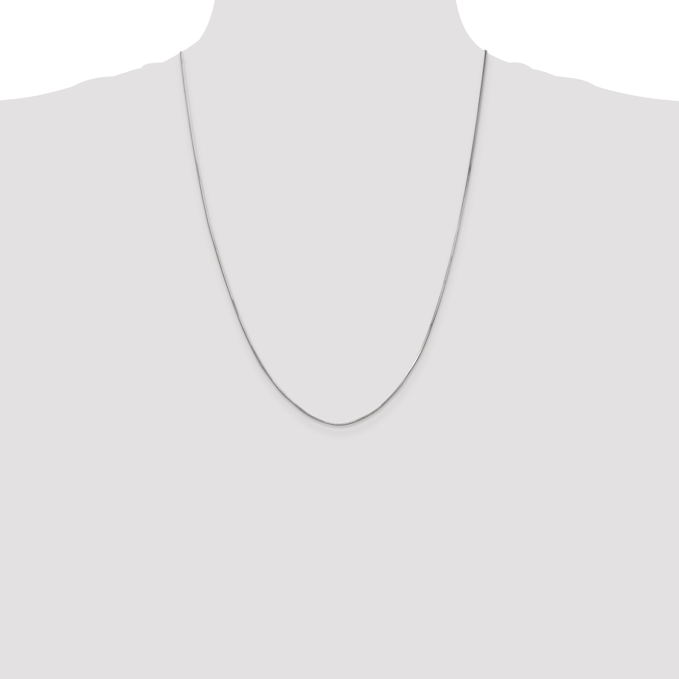 14K White Gold 24 Inch 1Mm Octagonal Snake With Lobster Clasp Chain