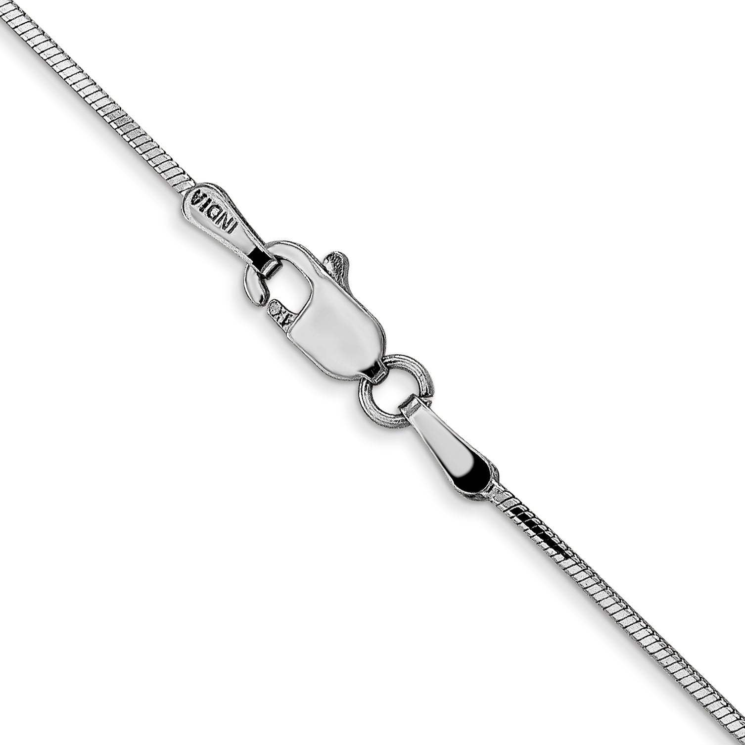 14K White Gold 30 Inch .9Mm Octagonal Snake With Lobster Clasp Chain