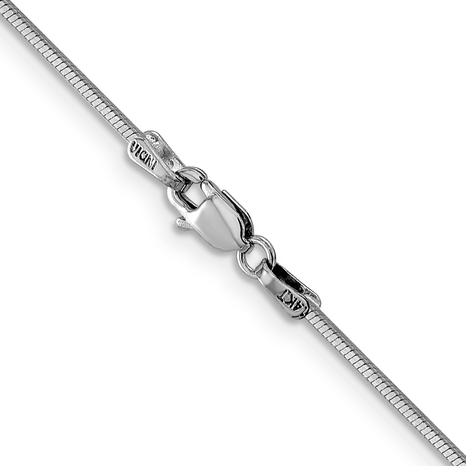 14K White Gold 18 Inch 1Mm Octagonal Snake With Lobster Clasp Chain