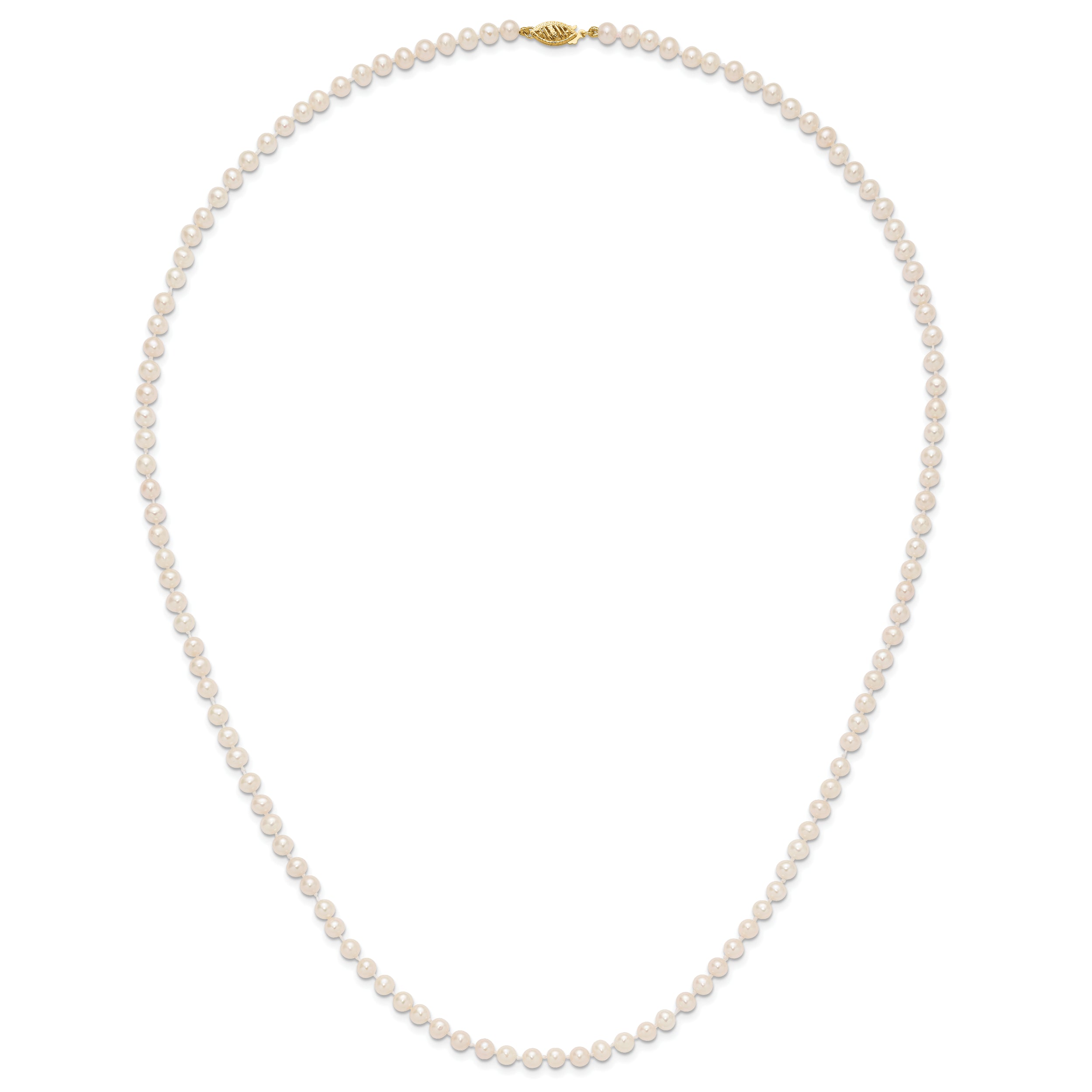 14k 4-5mm White Near-Round Freshwater Cultured Pearl 7.5 inch Bracelet