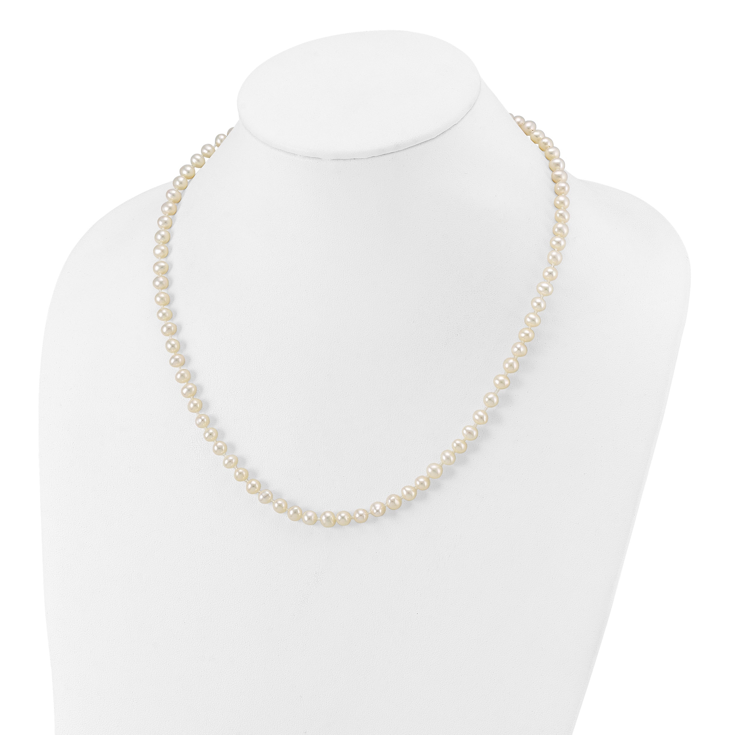 14k 5-6mm White Near-Round Freshwater Cultured Pearl 7.5 inch Bracelet