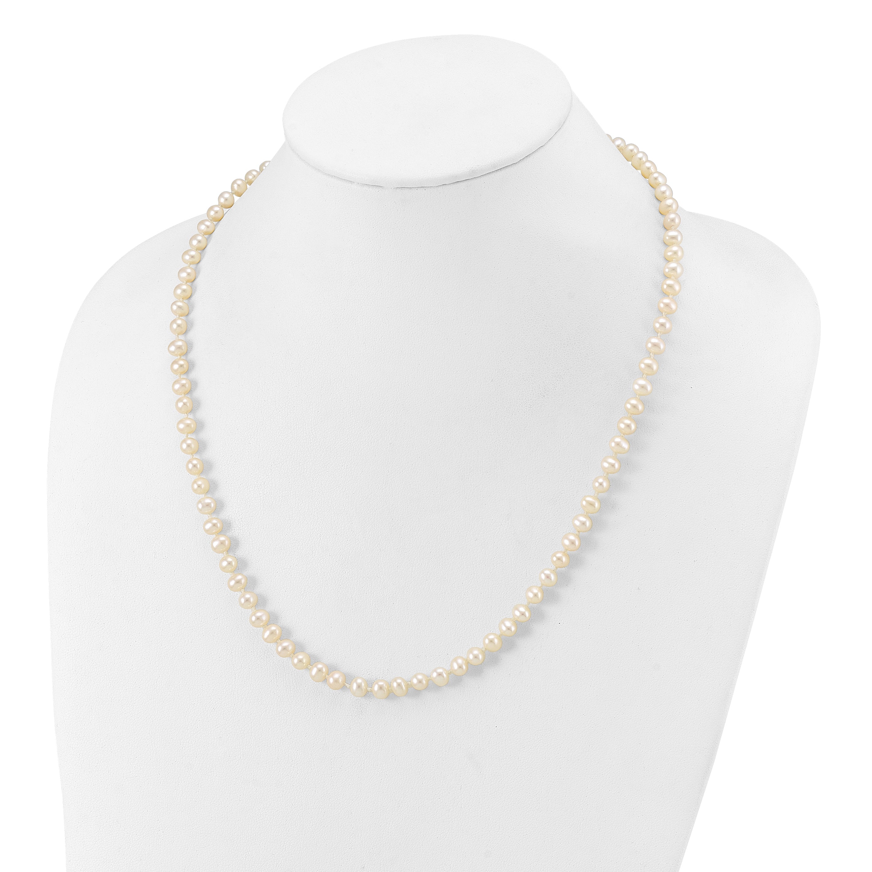 14k 5-6mm White Near-Round Freshwater Cultured Pearl 7.5 inch Bracelet