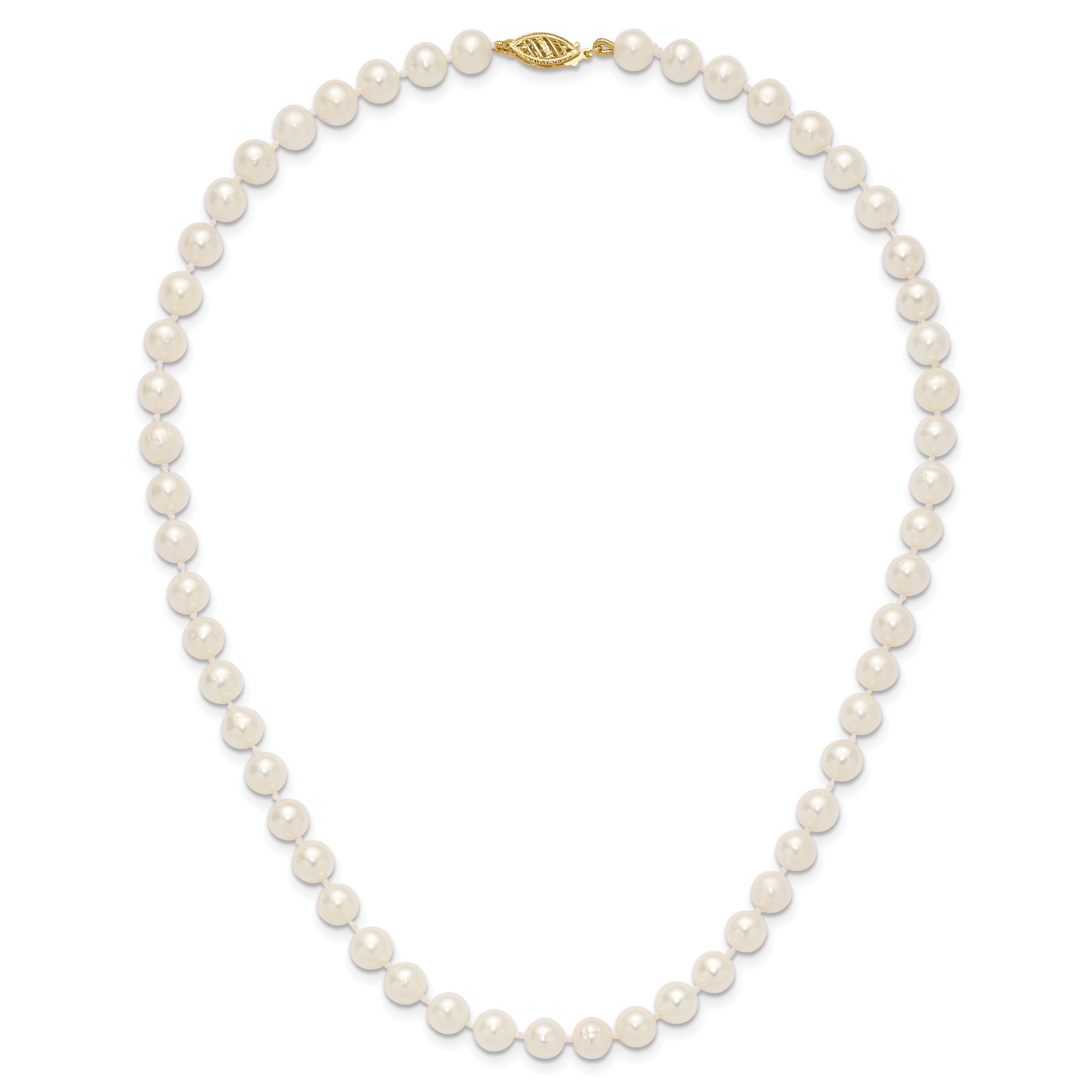 14k 6-7mm White Near-Round Freshwater Cultured Pearl 7.5 inch Bracelet