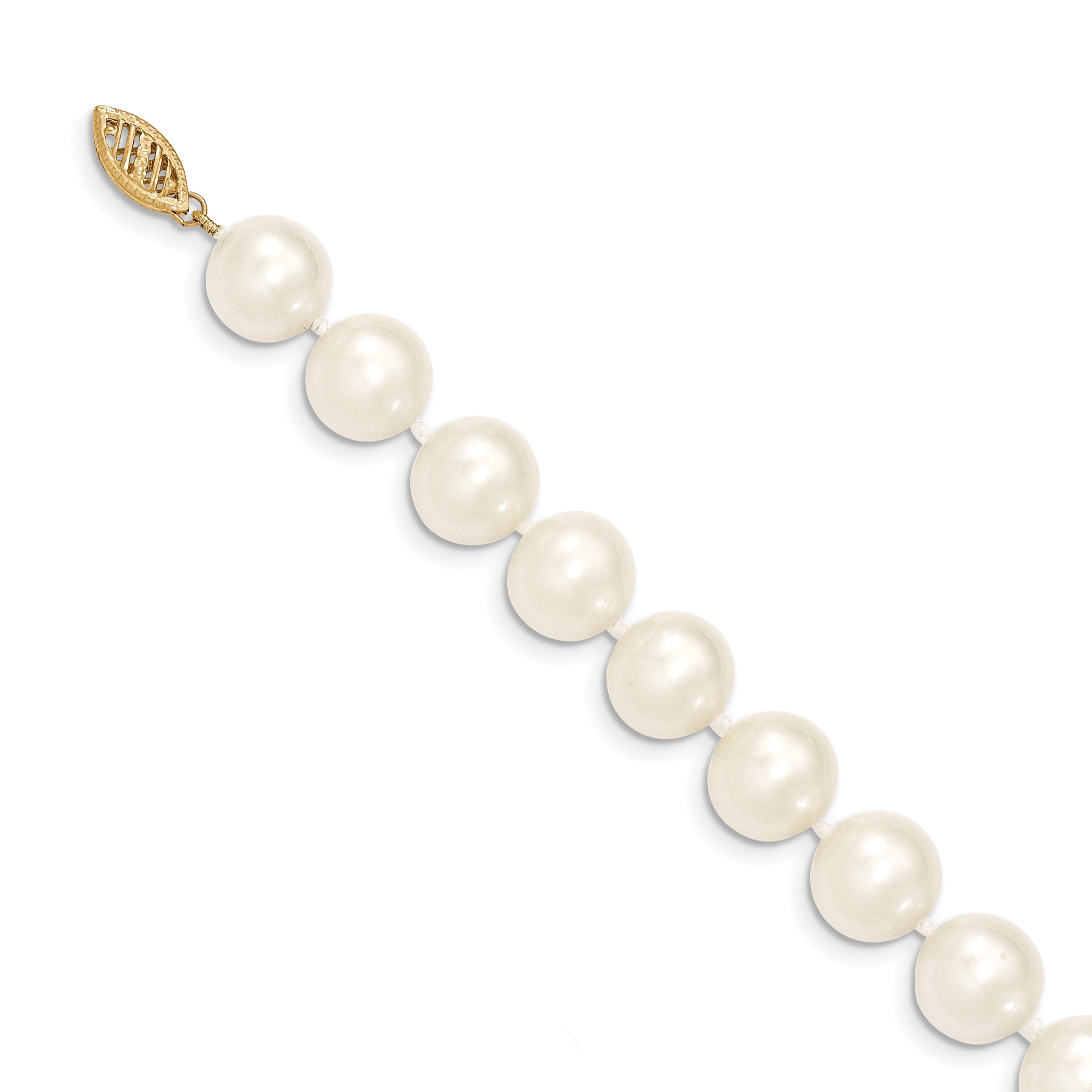 14K 10-11Mm White Near Round Freshwater Cultured Pearl Necklace