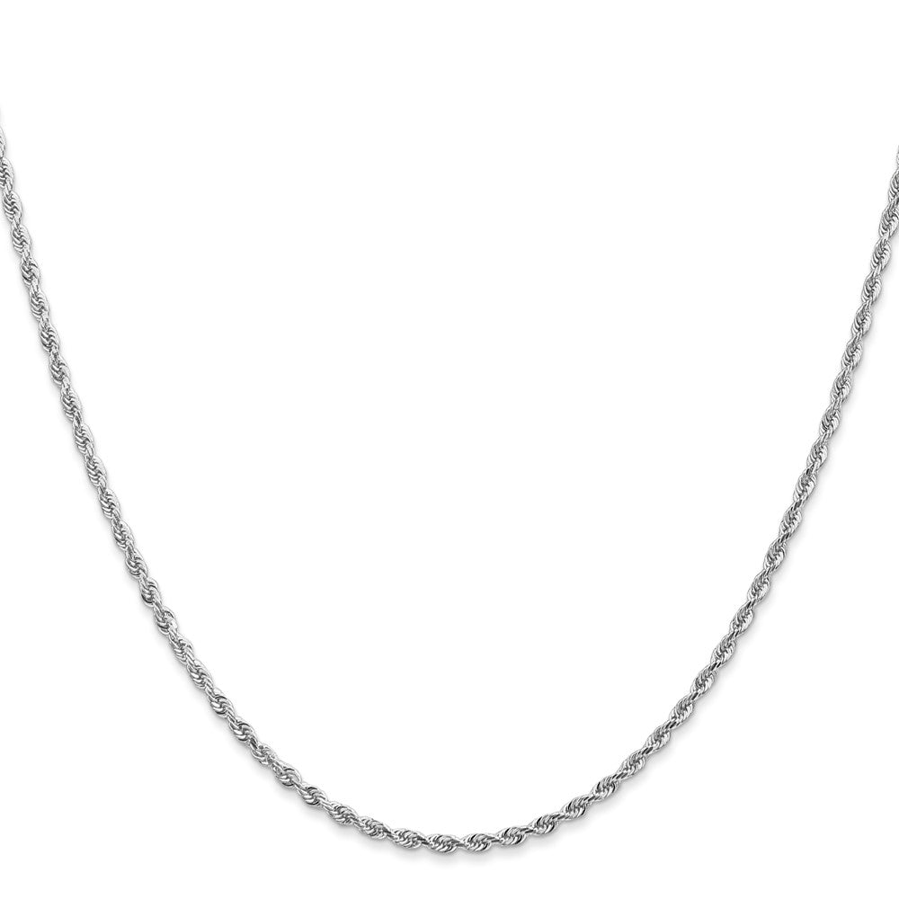 14K White Gold 24 Inch 2mm Diamond-cut Quadruple Rope Lobster Clasp Chain