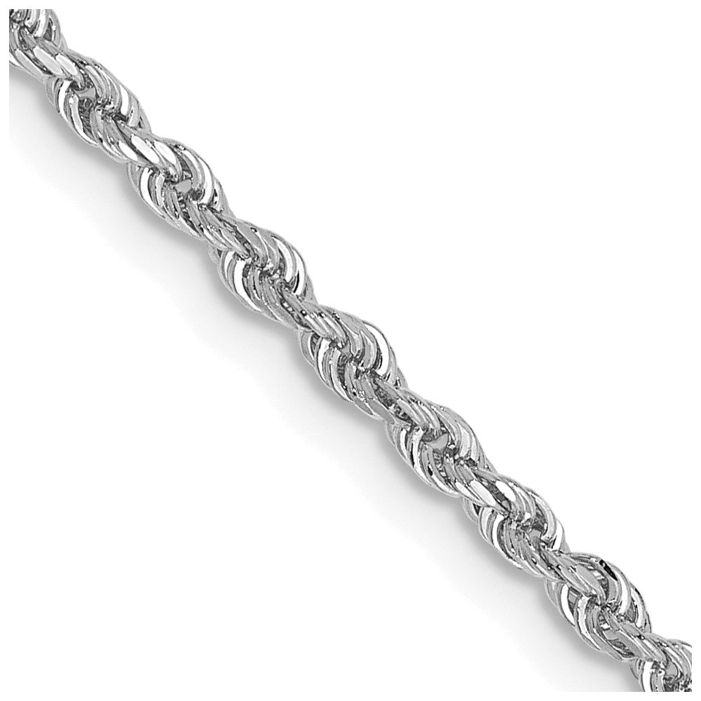 14K White Gold 16 Inch 2mm Diamond-cut Quadruple Rope Lobster Clasp Chain