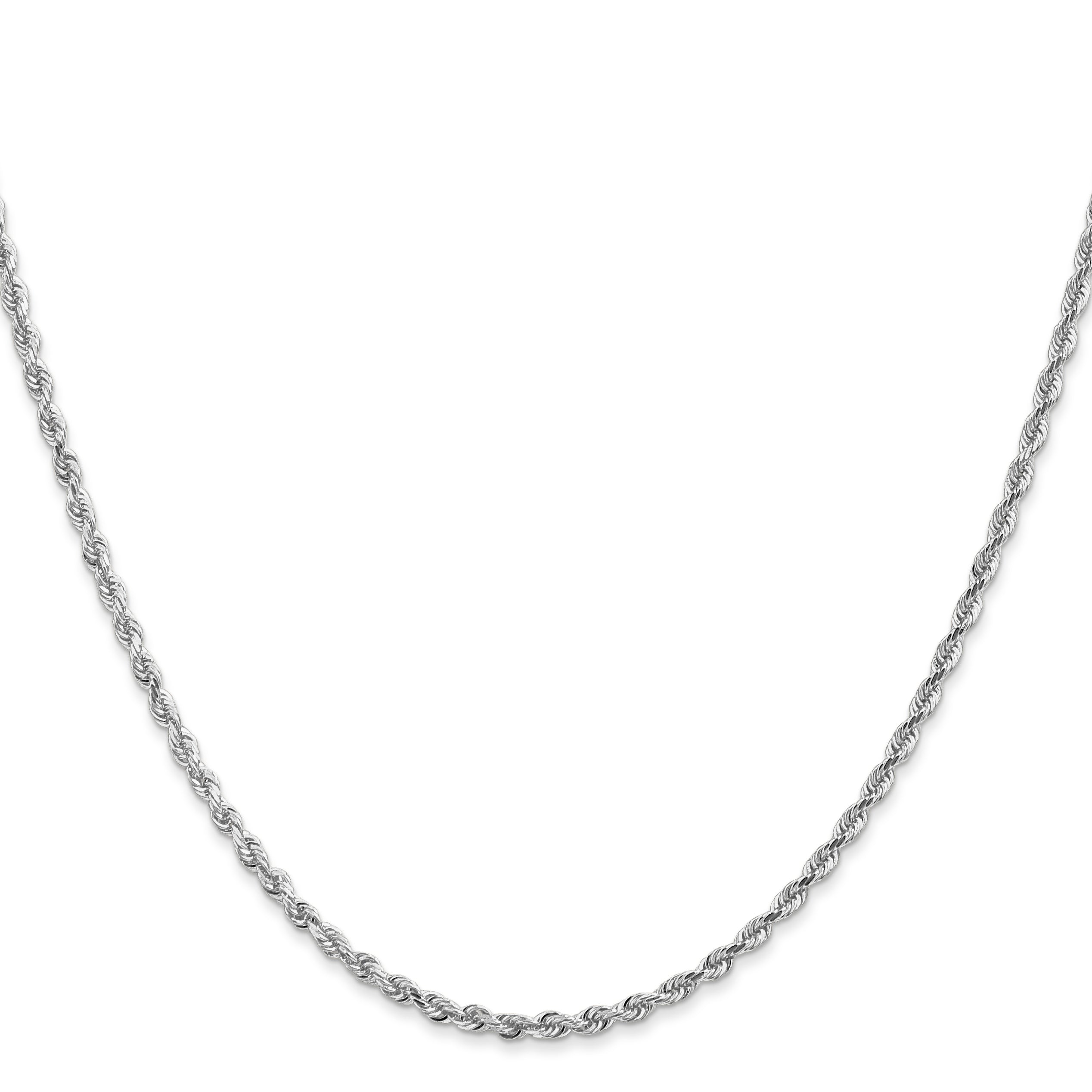 14K White Gold 24 Inch 2.25Mm Diamond-Cut Quadruple Rope Lobster Clasp Chain