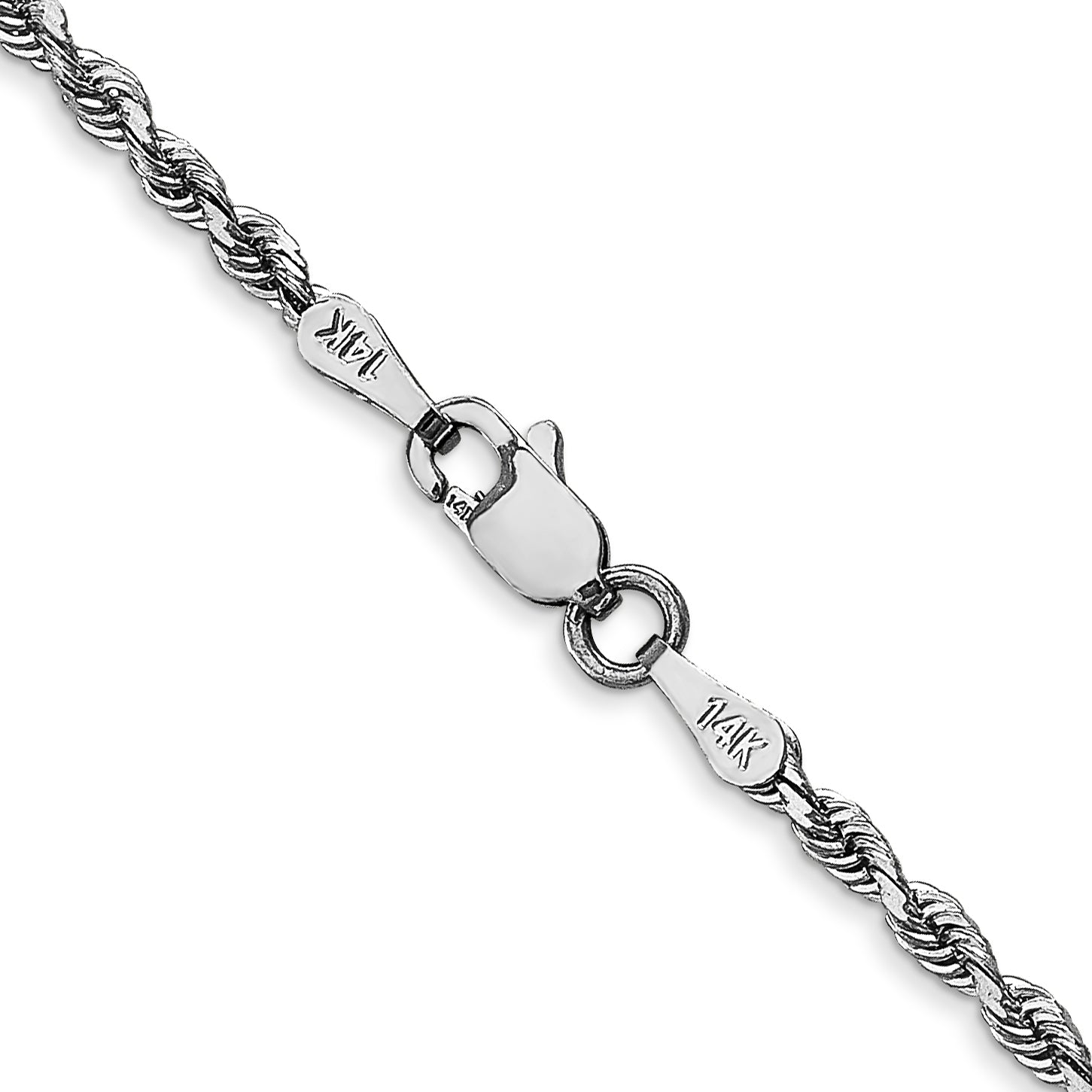 14K White Gold 24 Inch 2.25Mm Diamond-Cut Quadruple Rope Lobster Clasp Chain