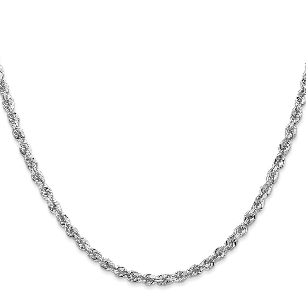 14K White Gold 20 Inch 3.35mm Diamond-cut Quadruple Rope Lobster Clasp Chain