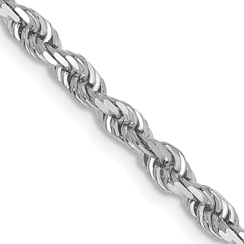 14K White Gold 20 Inch 3.35mm Diamond-cut Quadruple Rope Lobster Clasp Chain
