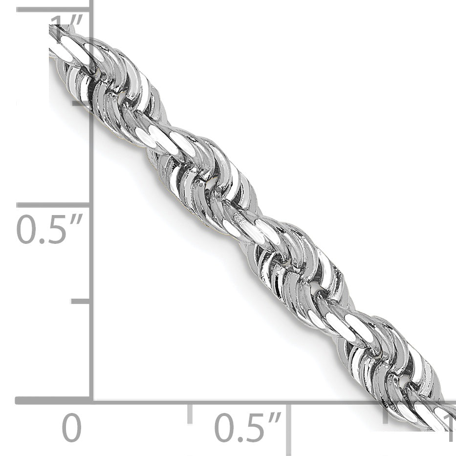 14K White Gold 22 Inch 4.5Mm Diamond-Cut Quadruple Rope Lobster Clasp Chain
