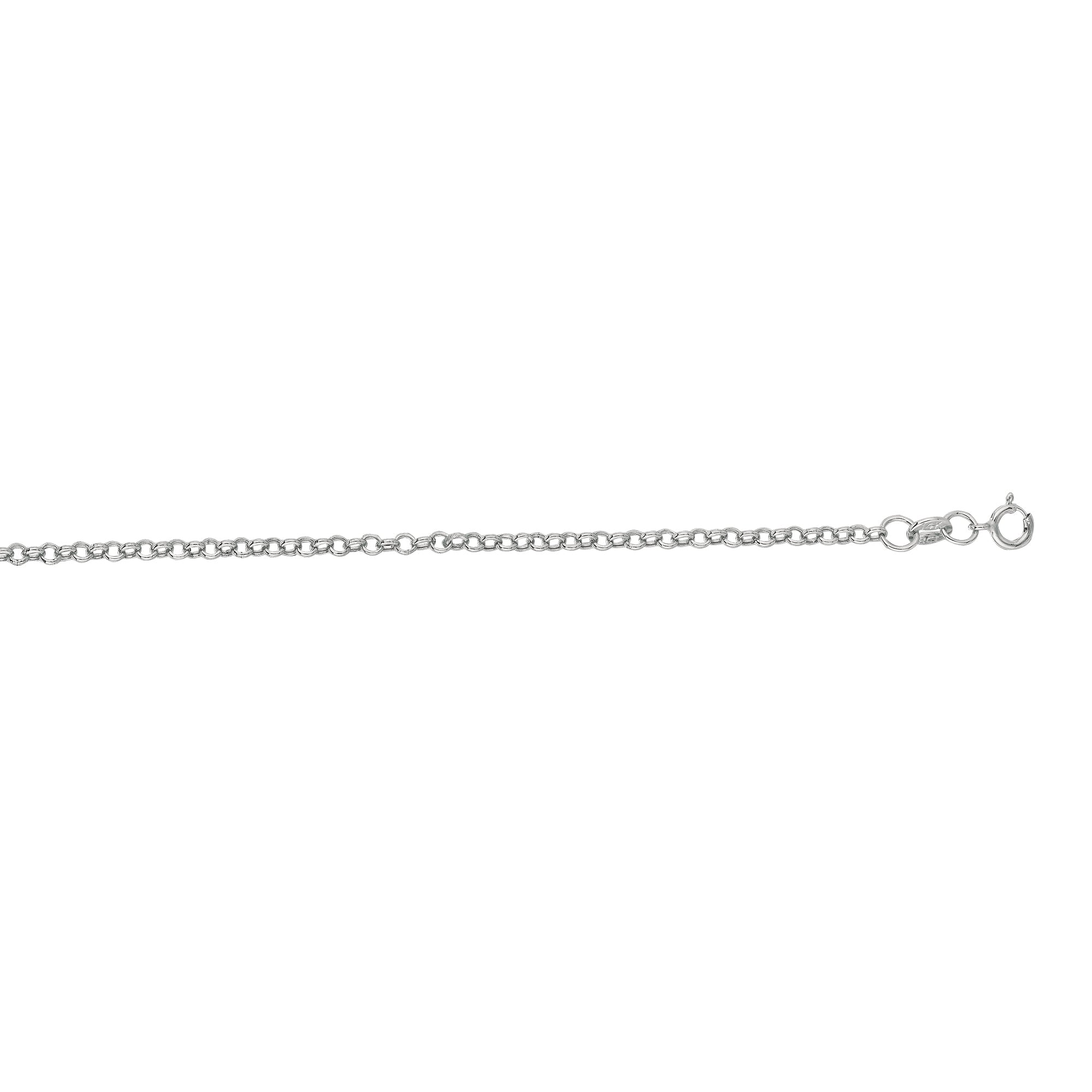 14K White Gold 1.9mm Lite Rolo 20" Chain with Spring Ring Clasp