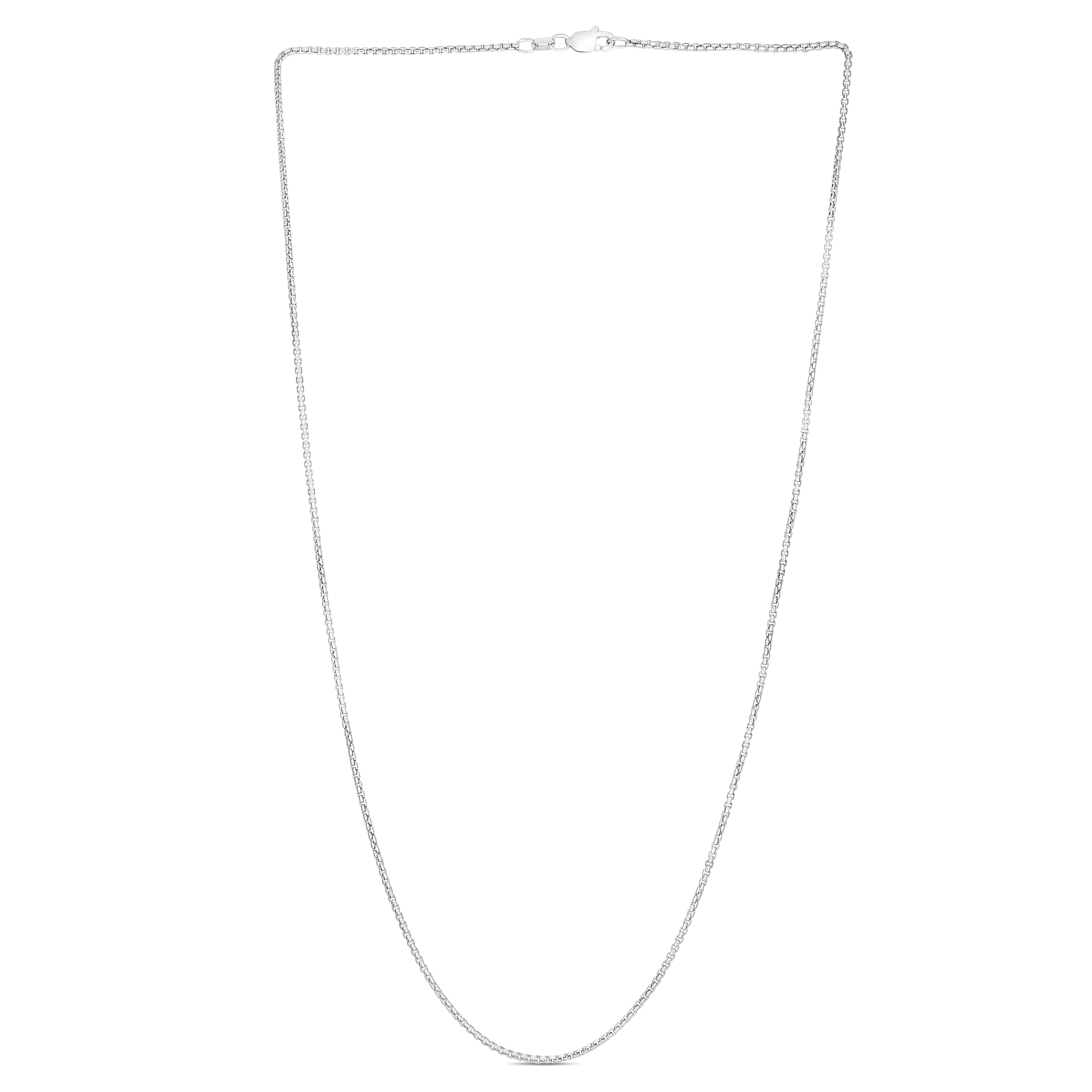 14K White Gold 1.3mm Lite Round Box 20" Chain with Lobster Lock