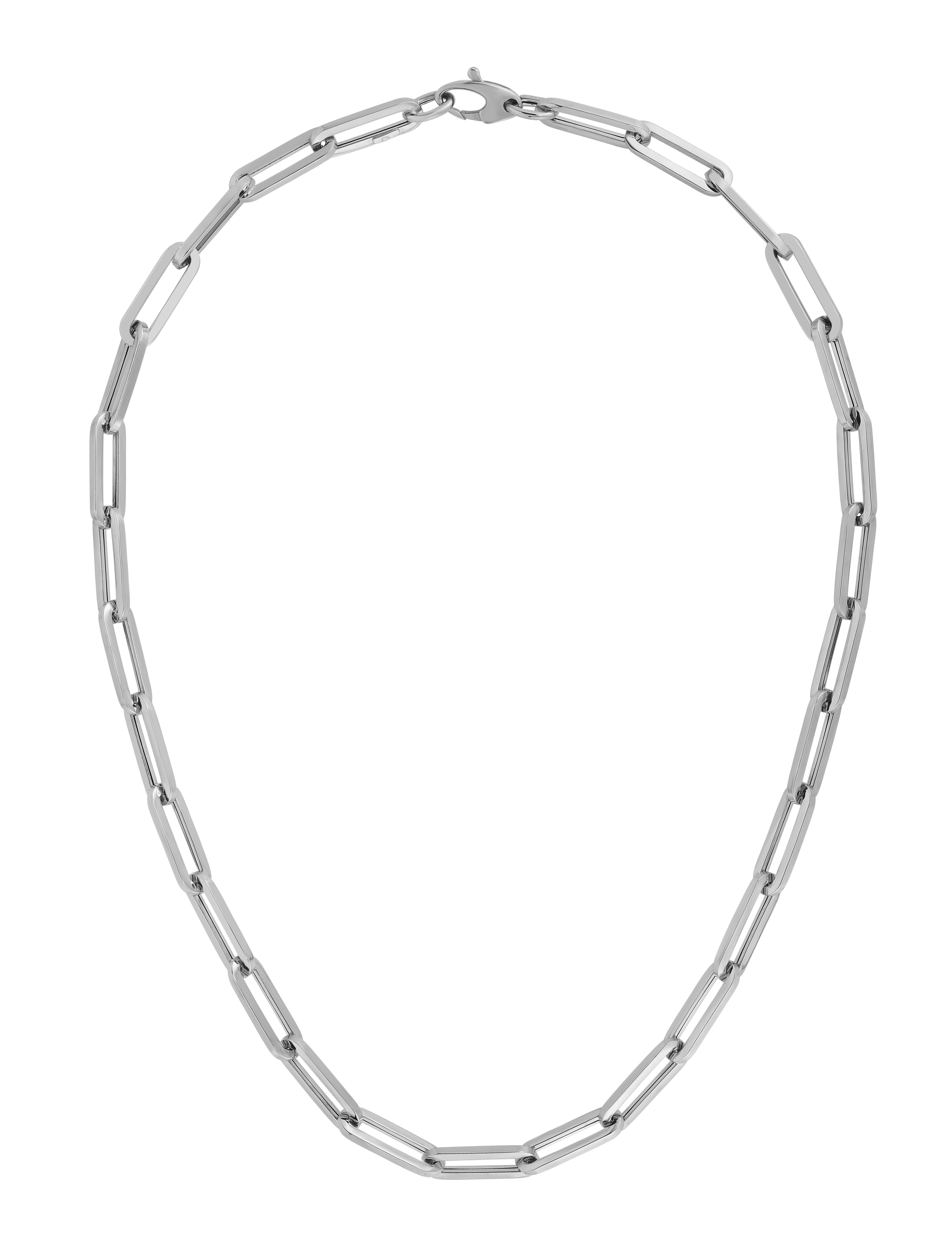 14K White Gold 6.1mm 18" Paperclip Chain Necklace with Lobster Lock