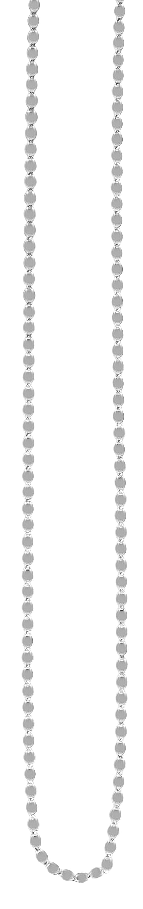 14K White Gold 2.2mm Oval Mirror Link 24" Chain with Lobster Lock