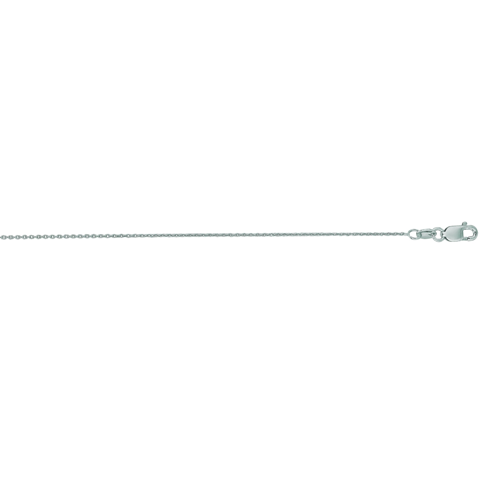 14K White Gold .85mm Oval Cable 18" Chain with Lobster Lock