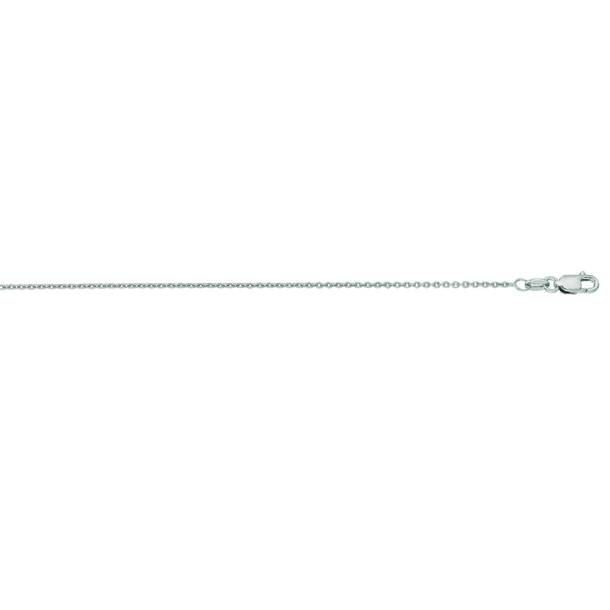 14K White Gold 1.1mm Oval Cable 18" Chain with Lobster Lock