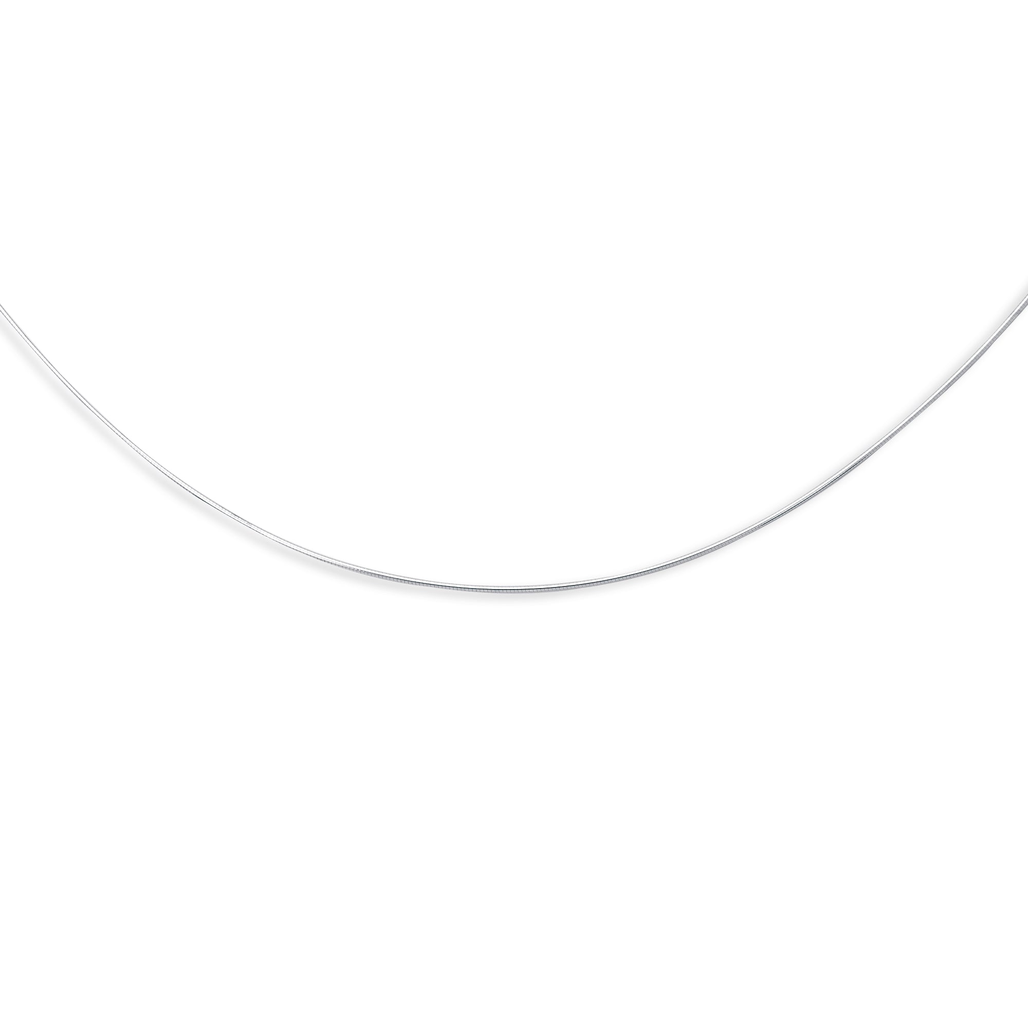 14K White Gold 1mm Round 18" Omega with Screw Back Lock