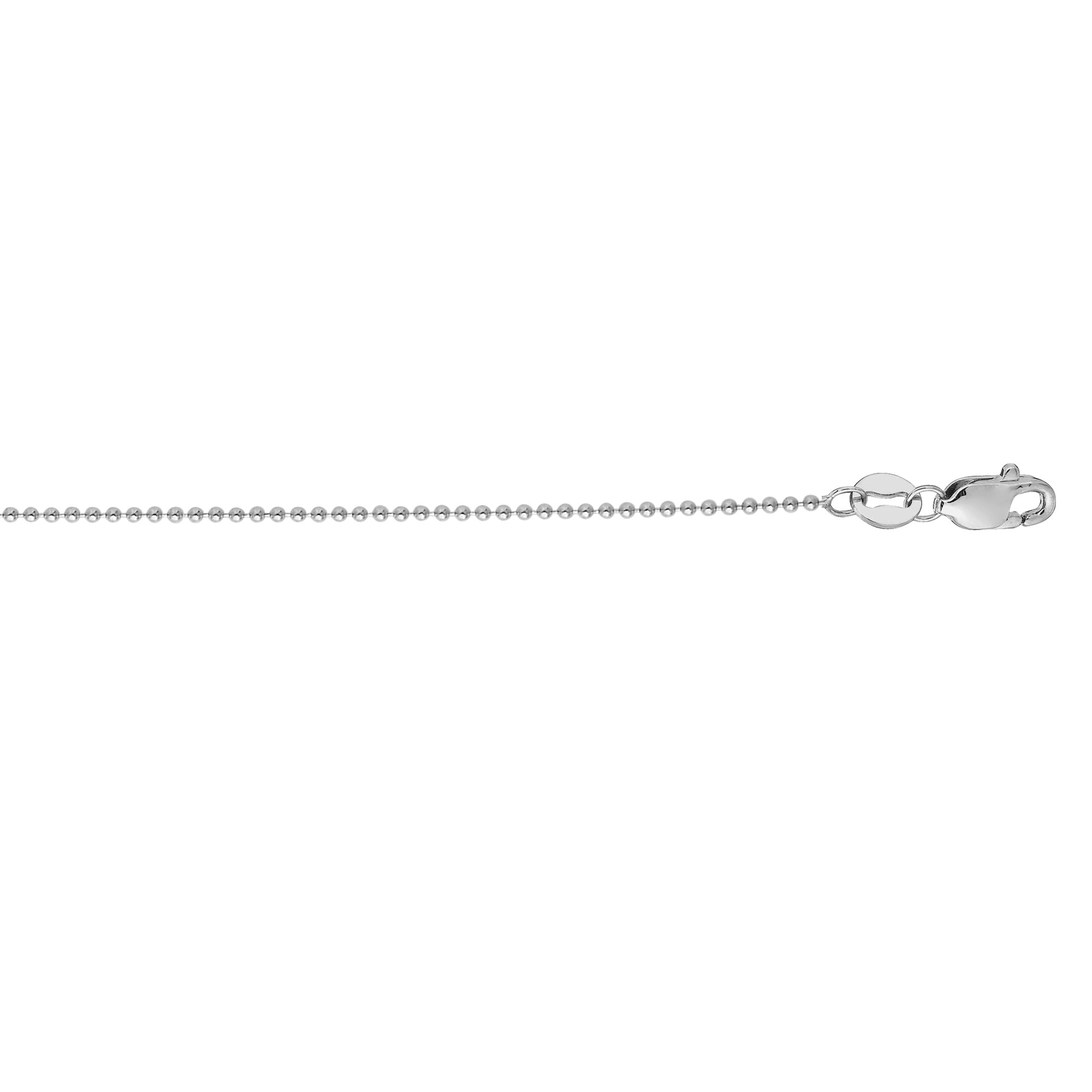 14K White Gold 1mm Bead 18" Chain with Lobster Lock