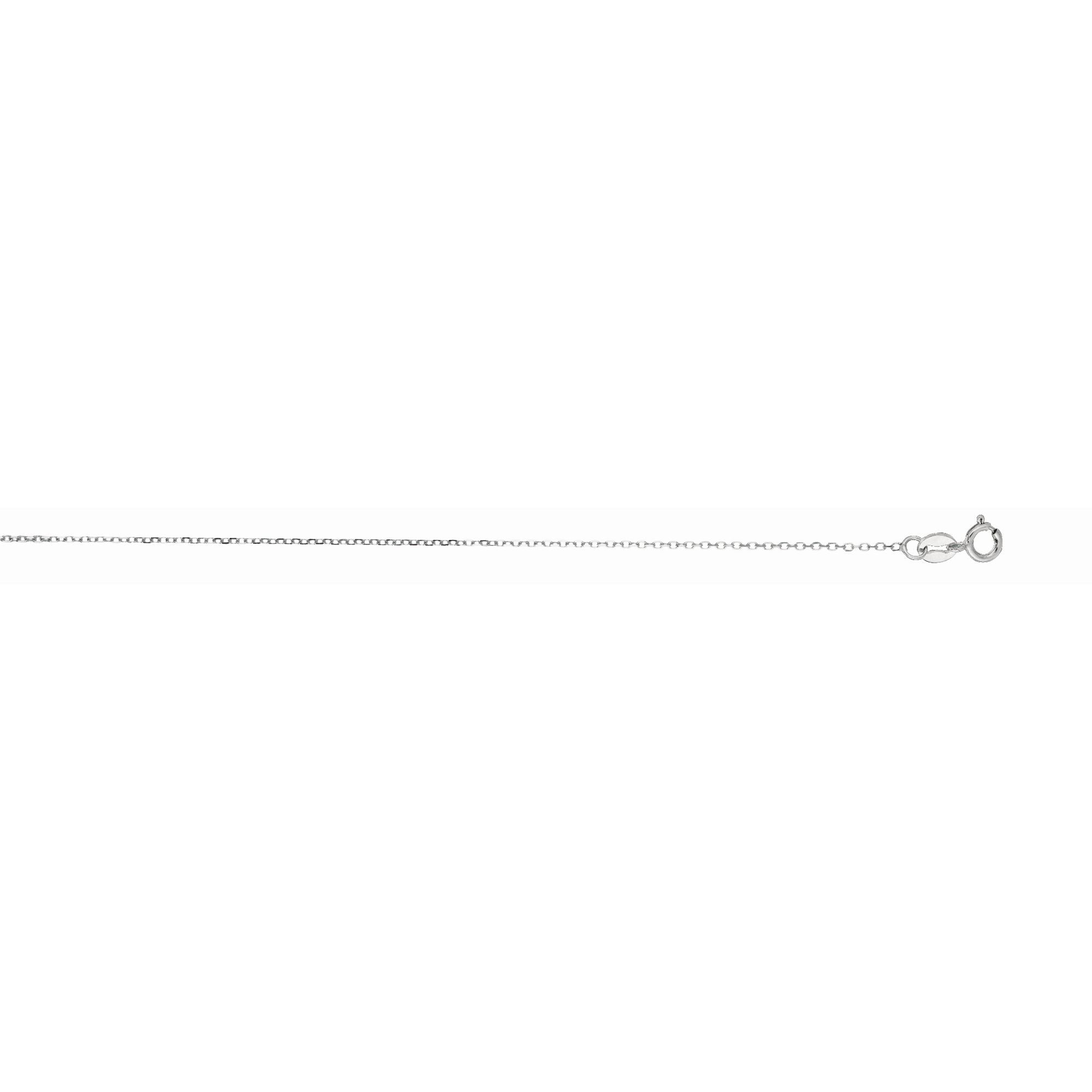 14K White Gold 0.87mm Diamond Cut Cable 18" Chain with Spring Ring Clasp