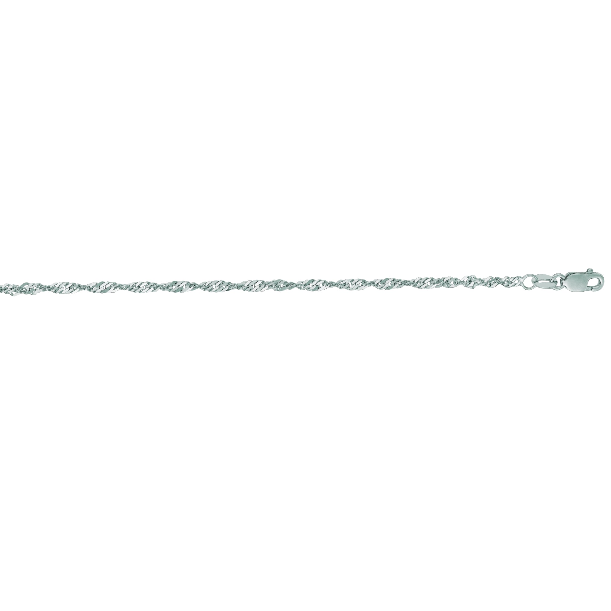 14K White Gold 2.1mm Singapore 20" Chain with Lobster Lock
