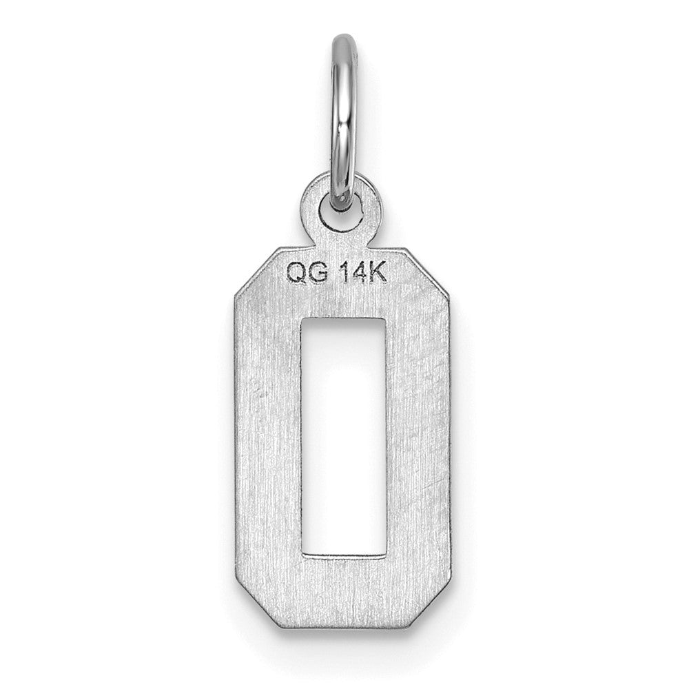 14kw Small Brushed Diamond-cut Number 0 Charm