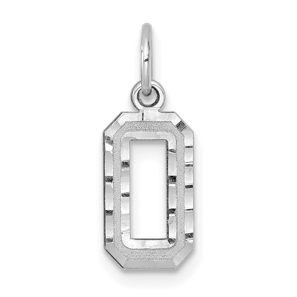 14kw Small Brushed Diamond-cut Number 0 Charm