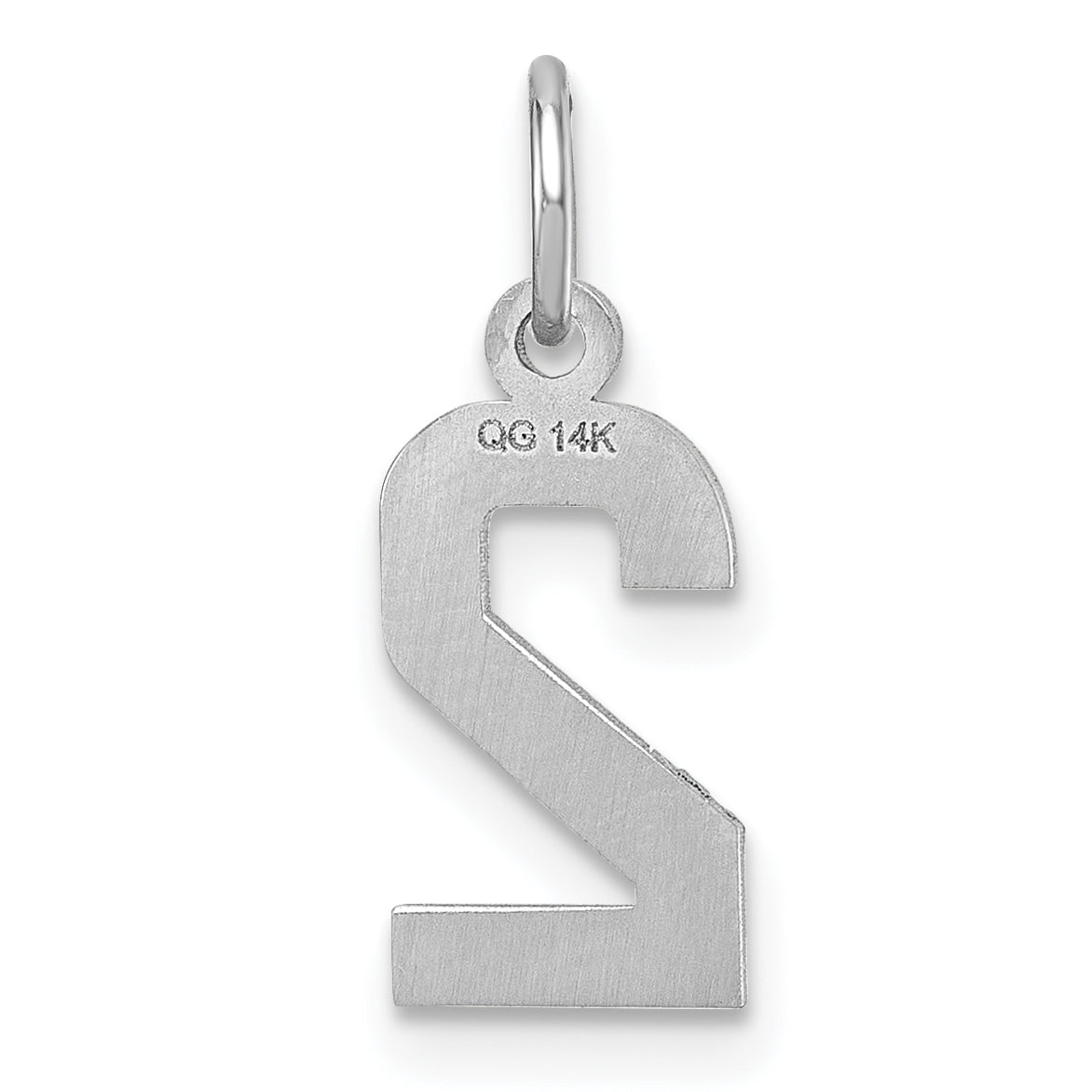 14kw Small Brushed Diamond-cut Number 2 Charm