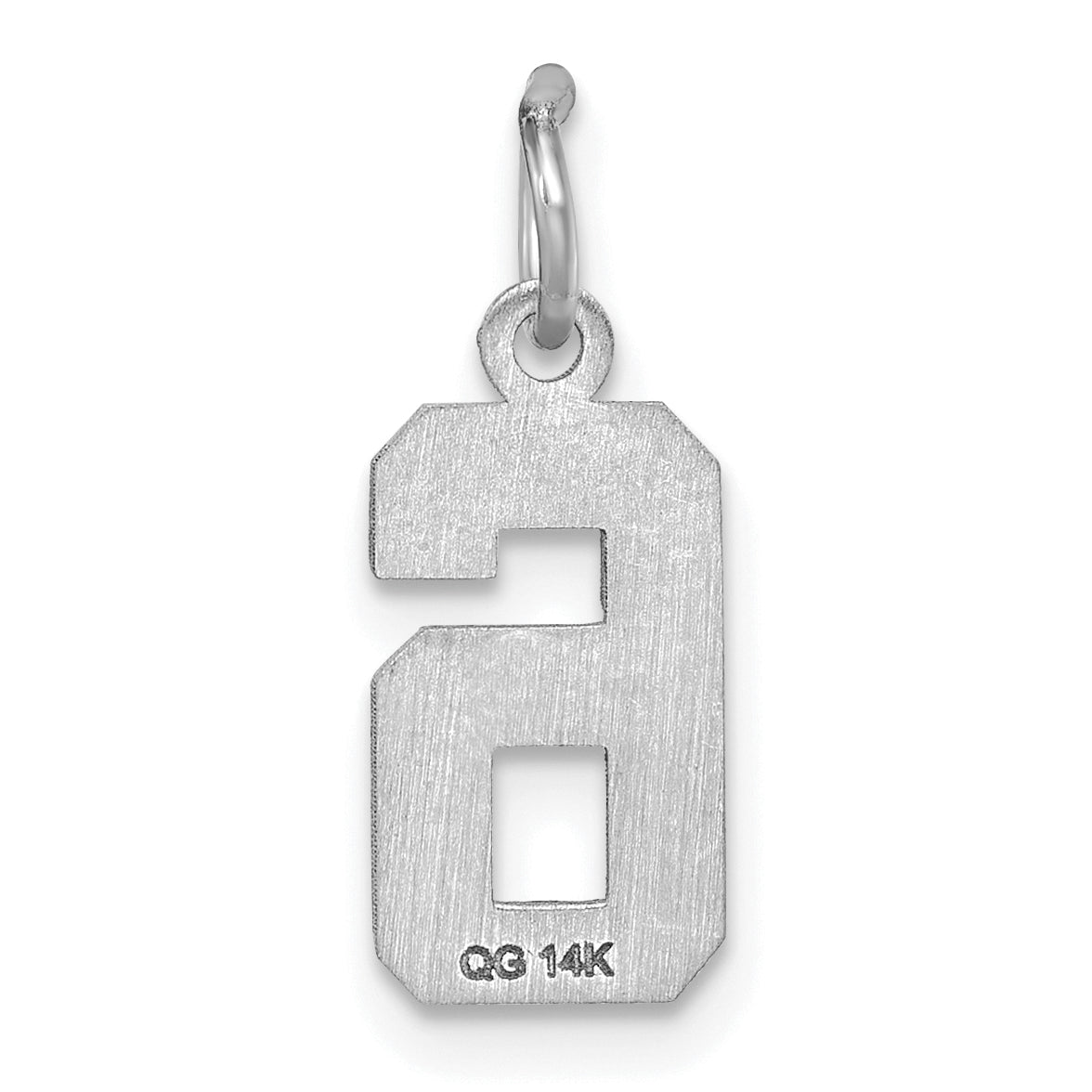 14kw Small Brushed Diamond-cut Number 6 Charm