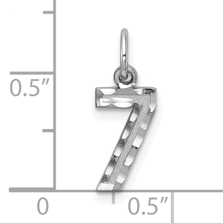 14kw Small Brushed Diamond-cut Number 7 Charm