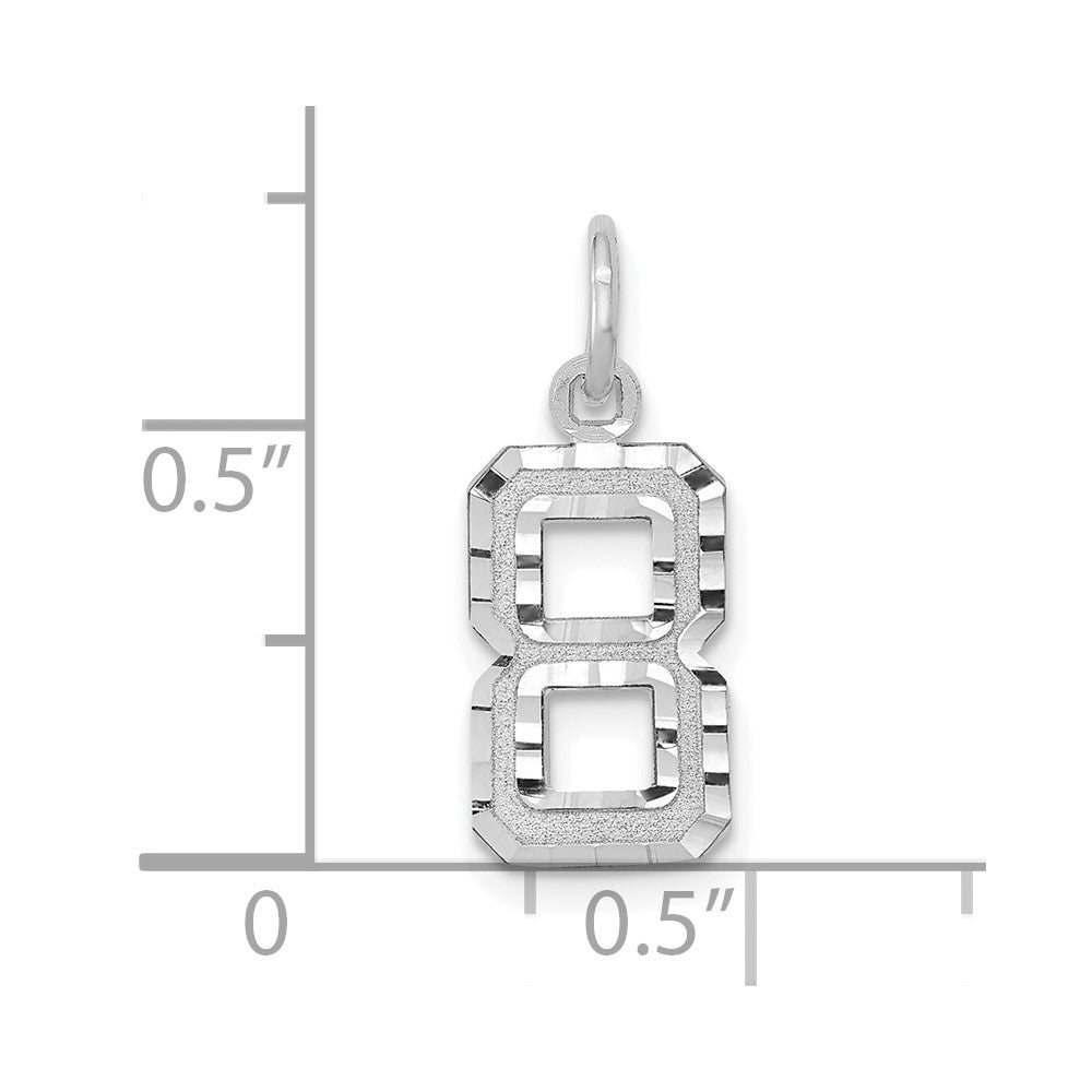 14kw Small Brushed Diamond-cut Number 8 Charm