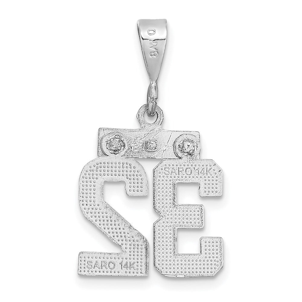 14kw Small Brushed Diamond-cut Number 32 Charm