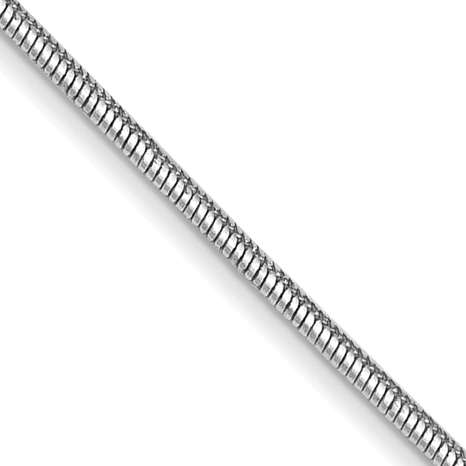 14K White Gold 20 Inch .8Mm Round Snake With Lobster Clasp Chain