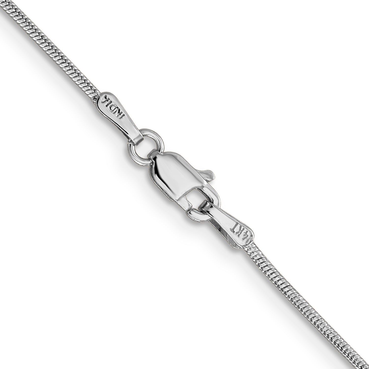 14K White Gold 30 inch 1.1mm Round Snake with Lobster Clasp Chain