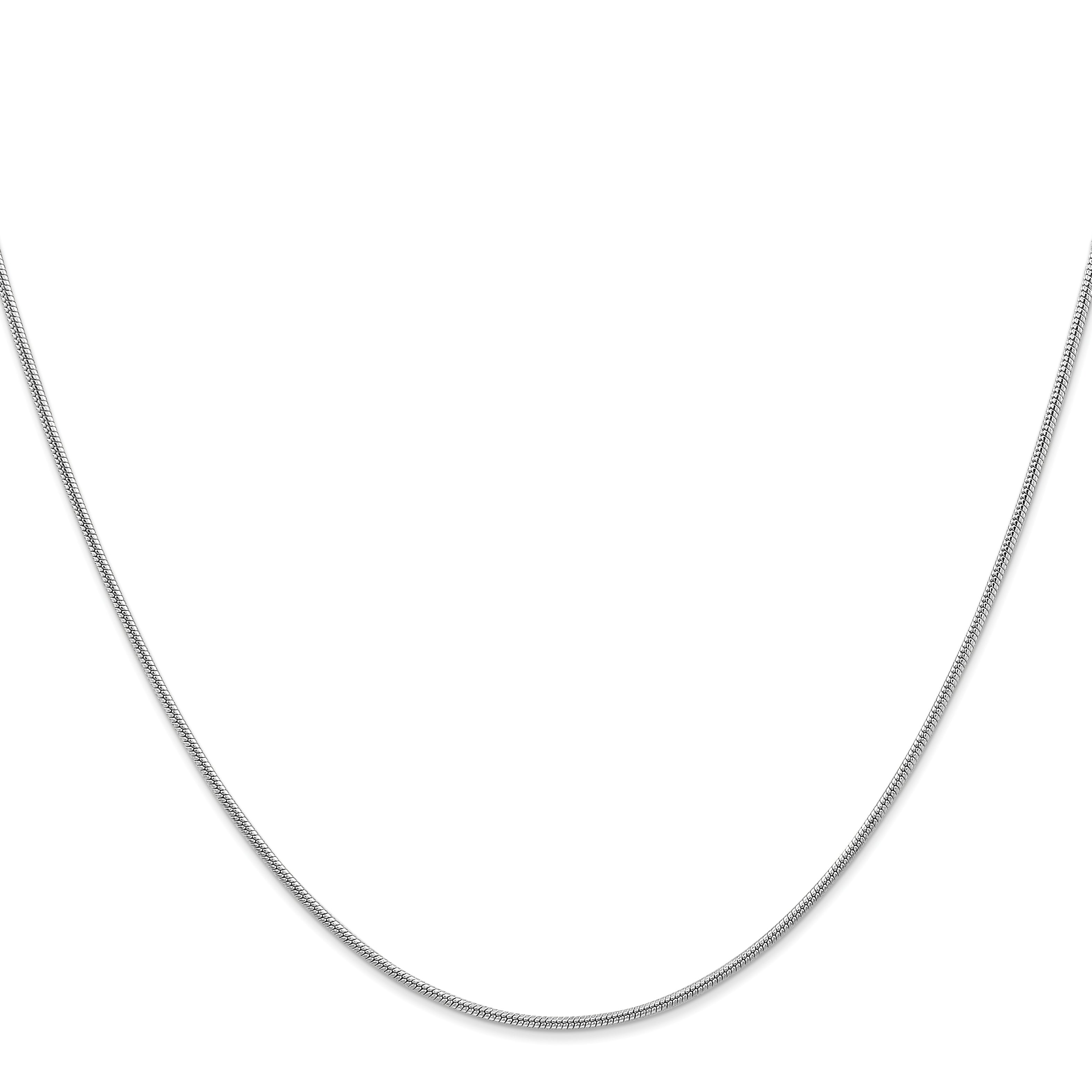 14K White Gold 20 inch 1.4mm Round Snake Lobster Clasp Chain