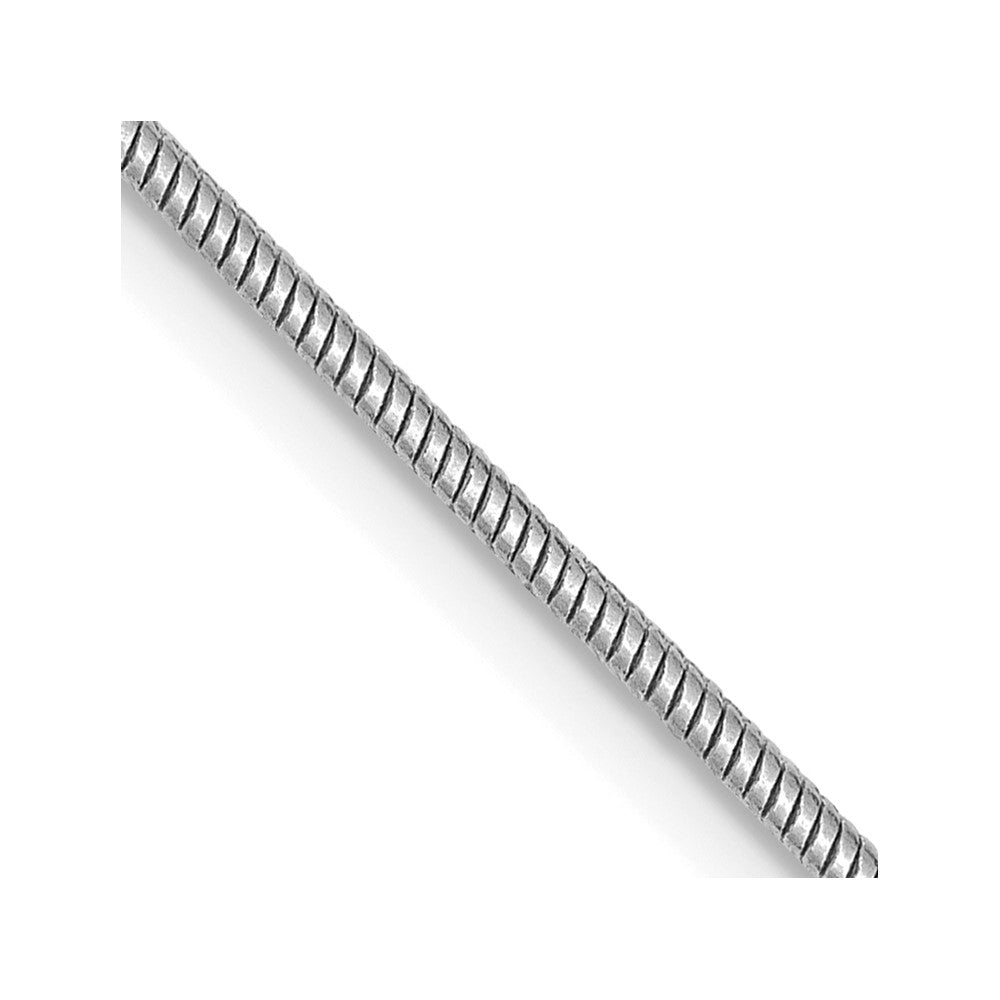 14K White Gold 30 inch 1.4mm Round Snake Lobster Clasp Chain