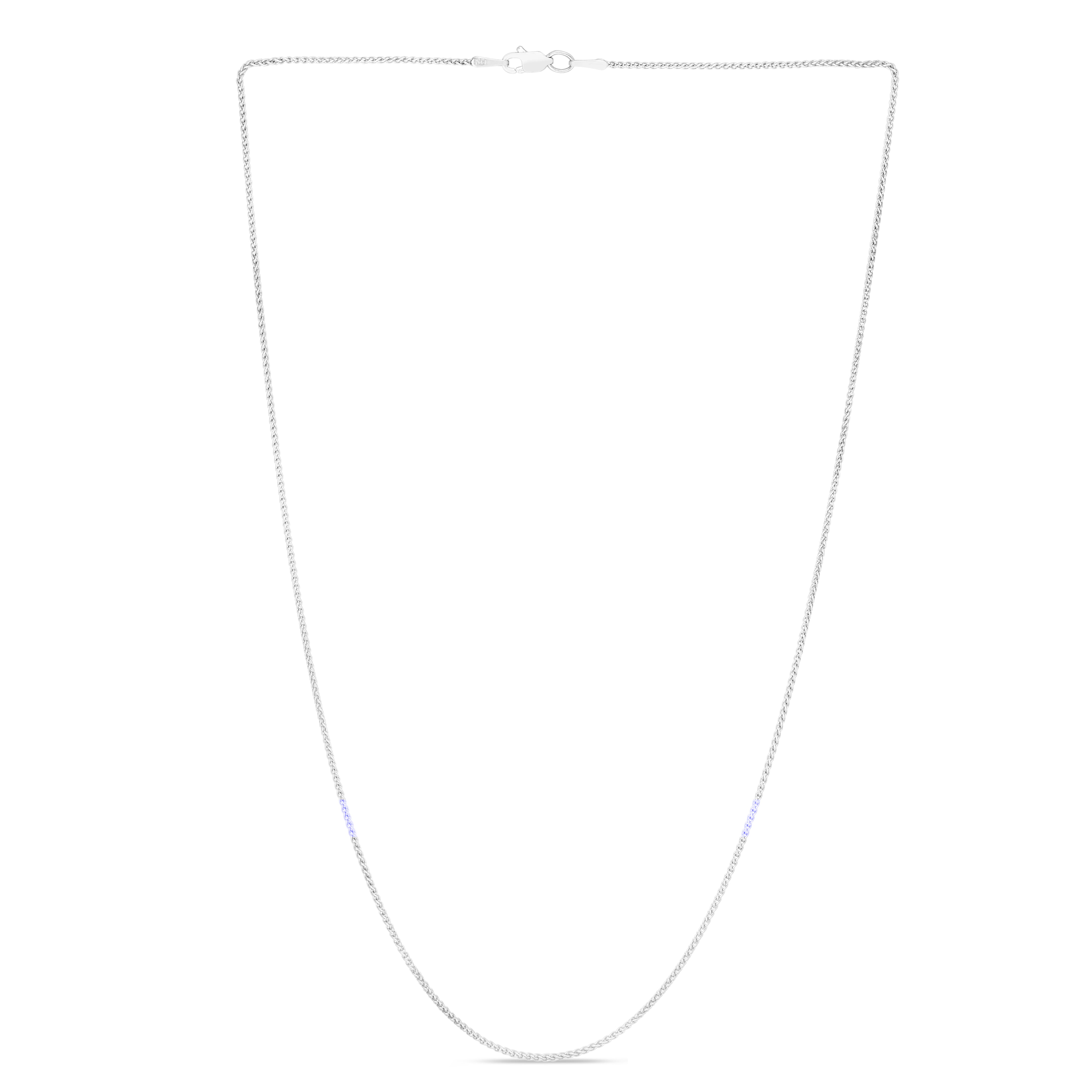 14K White Gold 1.2mm Round Wheat 24" Chain with Lobster Lock