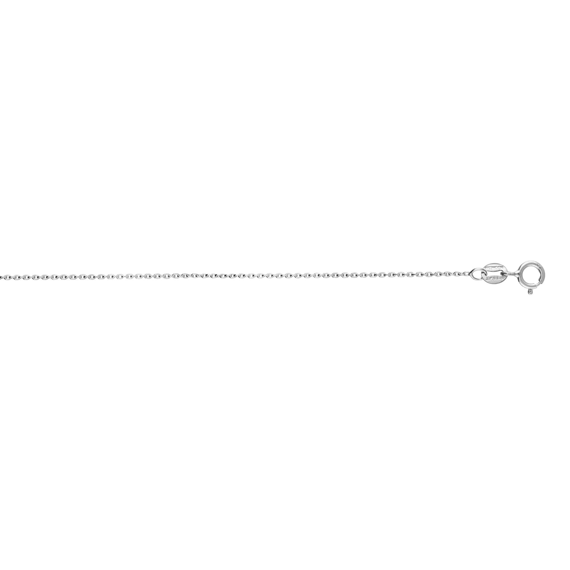 14K White Gold 0.97mm Oval Cable 18" Chain with Spring Ring Clasp