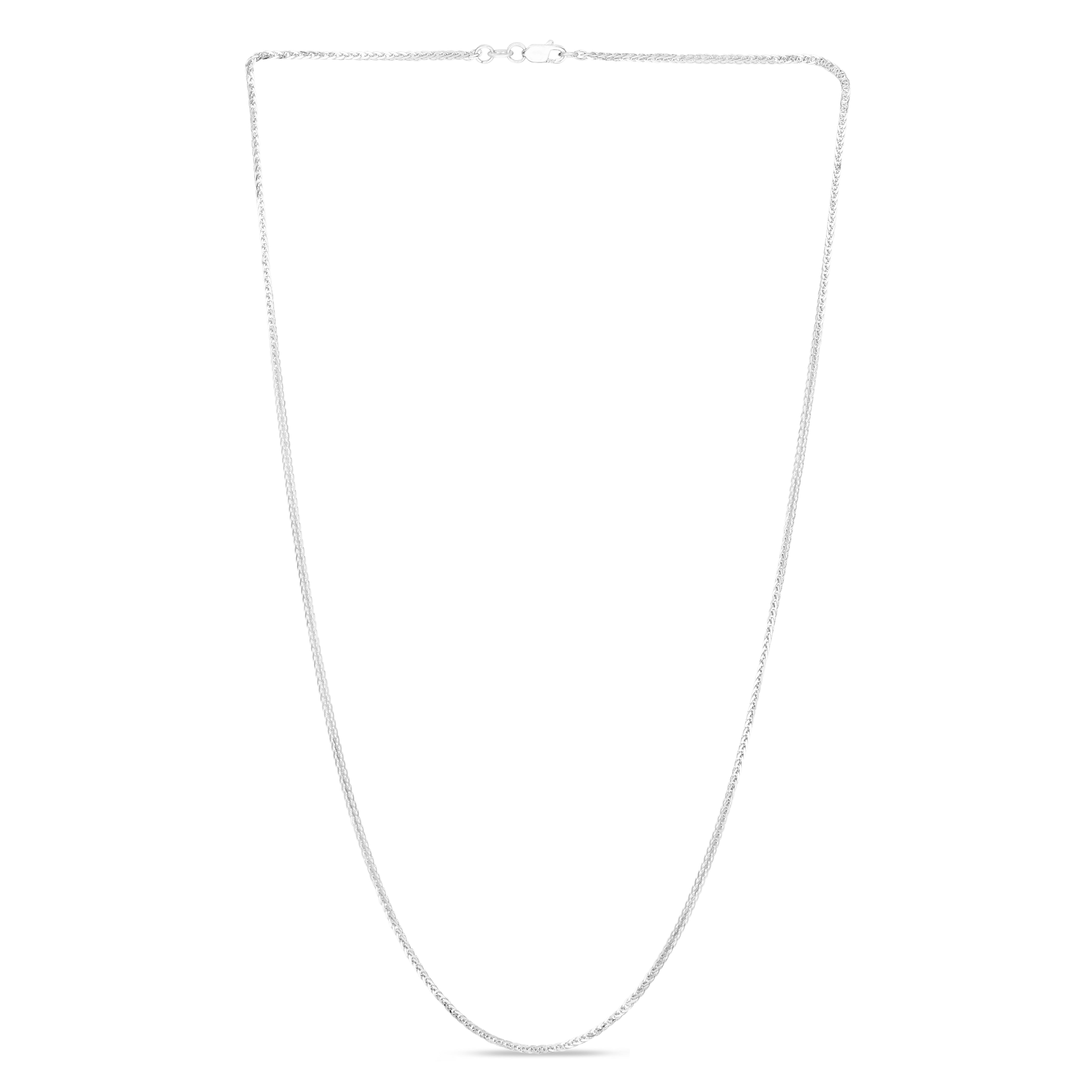 14K White Gold 1.8mm Square Wheat 20" Chain with Lobster Lock