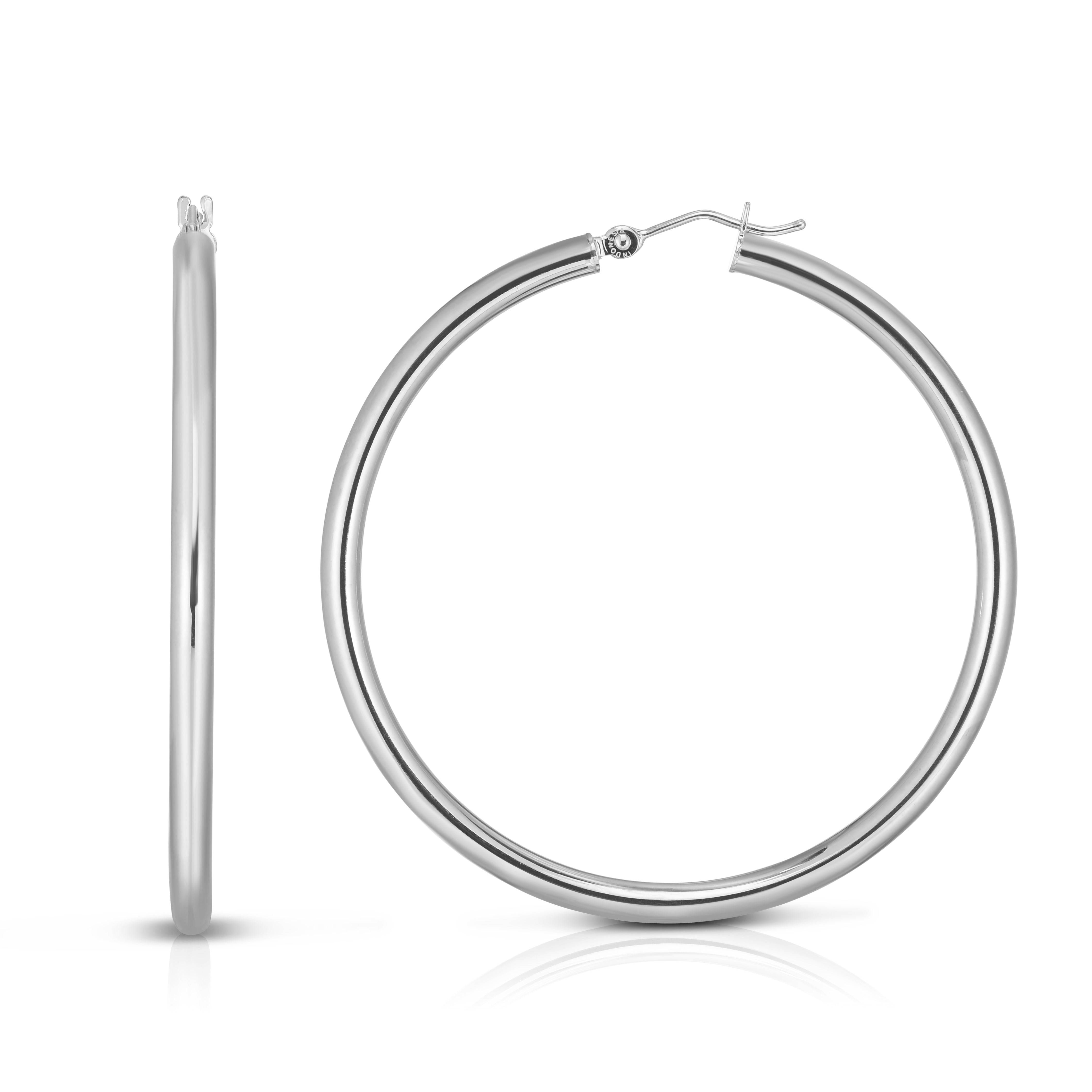 14K White Gold 3X50Mm Hoop Earring