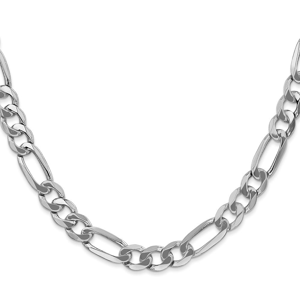 925 Sterling Silver Solid White 9.5MM Figaro Link Chain
