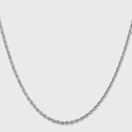 925 Sterling Silver Hollow White Silver 1.5 MM Rope Link Chain