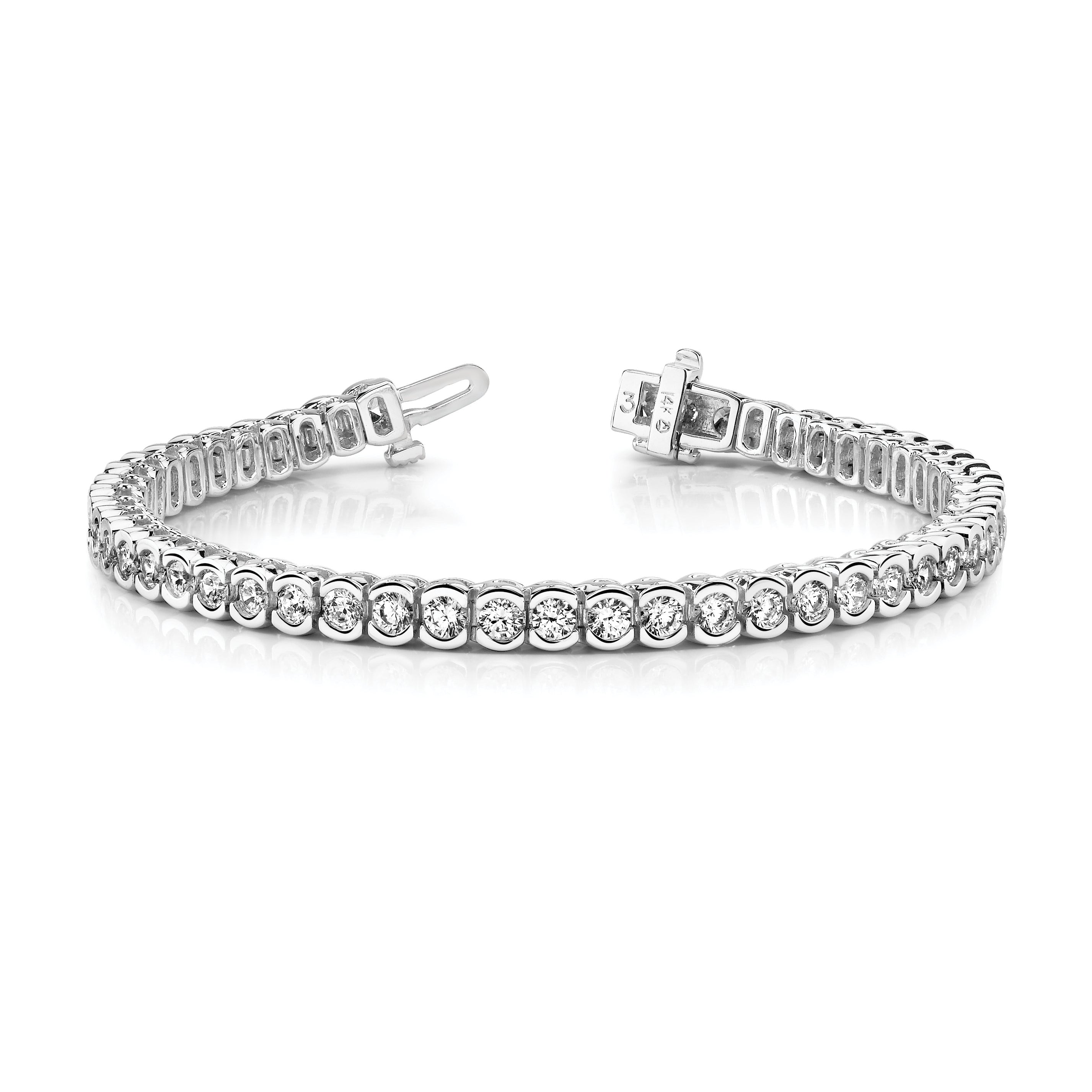 14k White Gold 3mm Round Diamond Tennis Bracelet Mounting