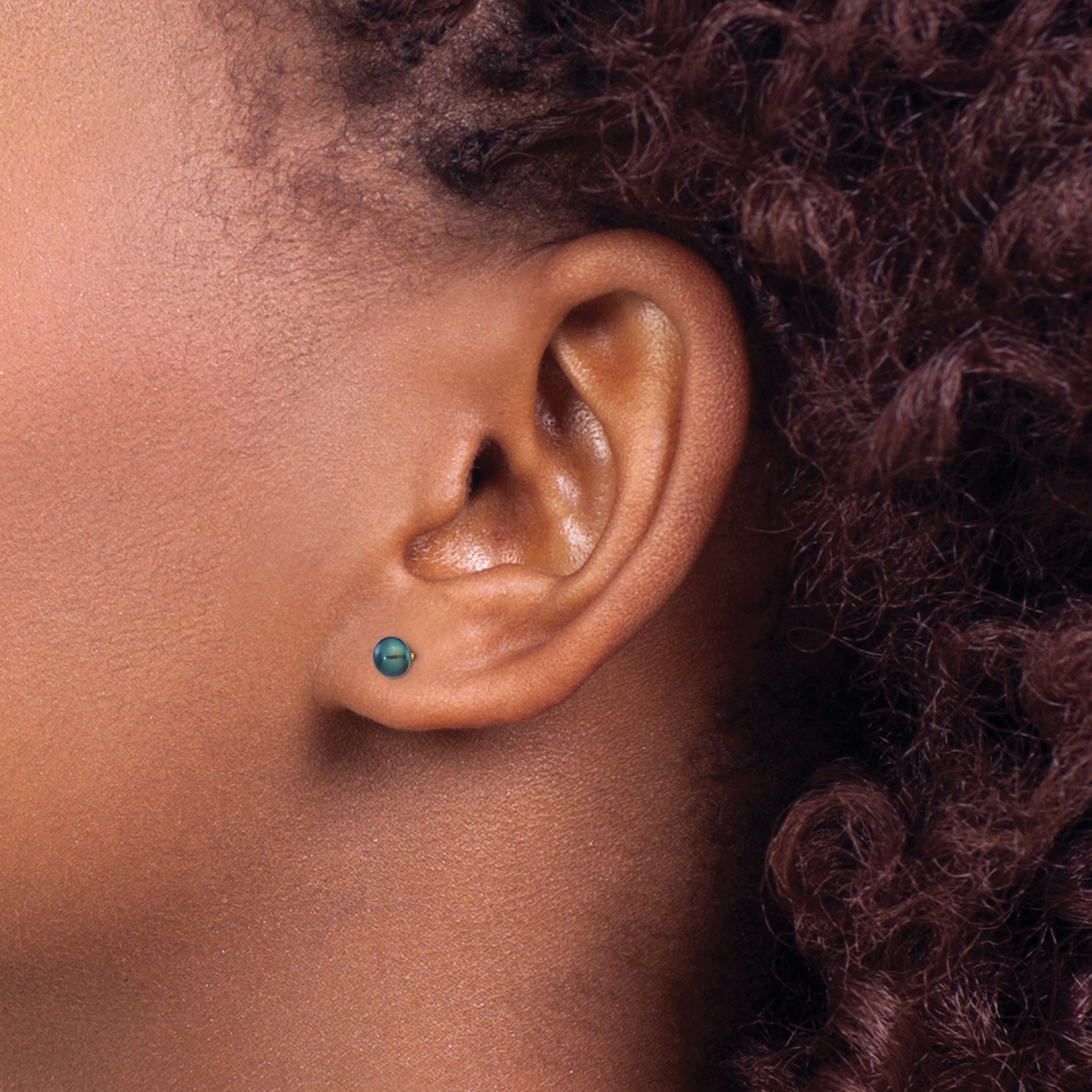 14k 4-5mm Black Button Freshwater Cultured Pearl Stud Post Earrings